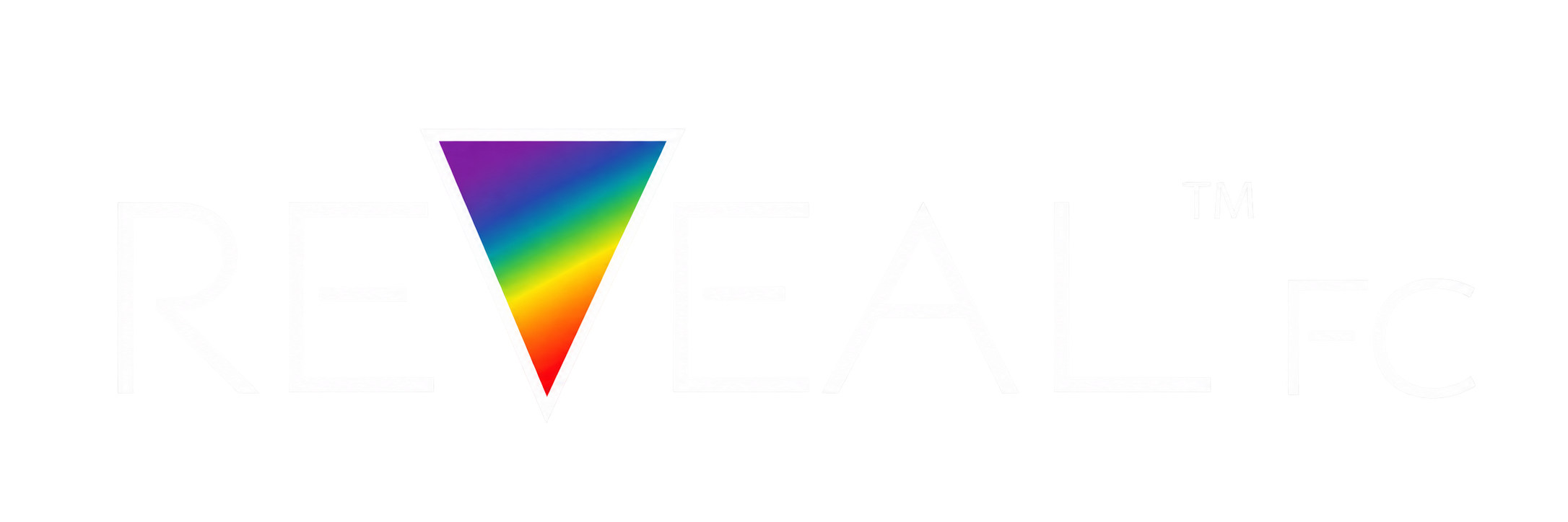 REVEAL FC – Logo mit spektralfarbenem Prisma